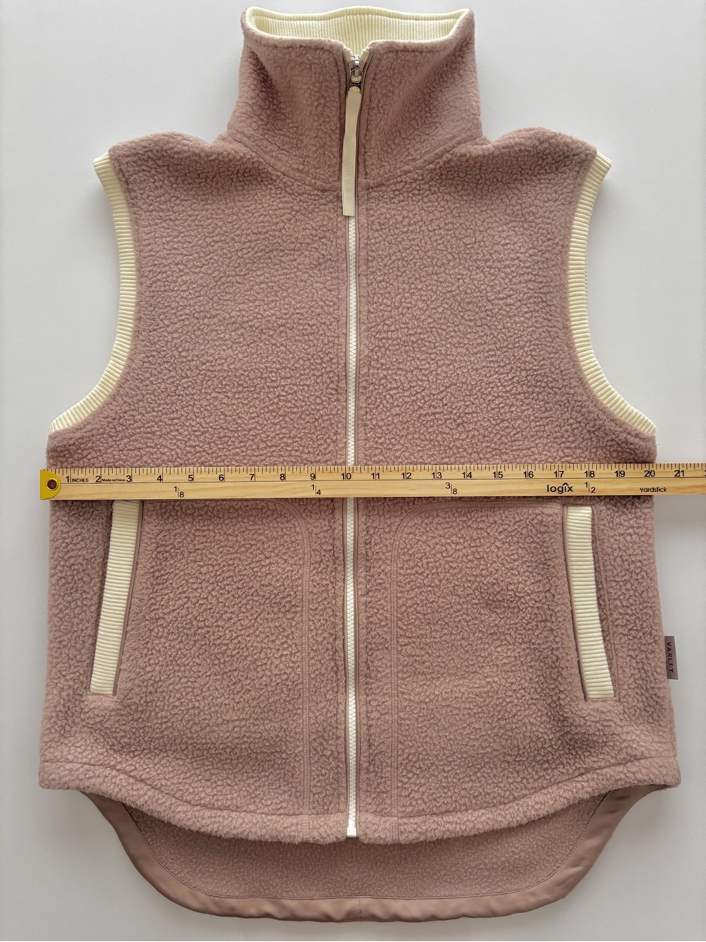 Varley Blush Pink Sherpa Vest with Cream Trim - Picture 7 of 9